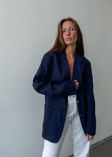 Load image into Gallery viewer, Vintage Blue Oversized Linen Blazer
