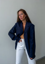 Load image into Gallery viewer, Vintage Blue Oversized Linen Blazer
