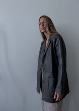 Load image into Gallery viewer, Vintage Grey Oversized Leather Jacket
