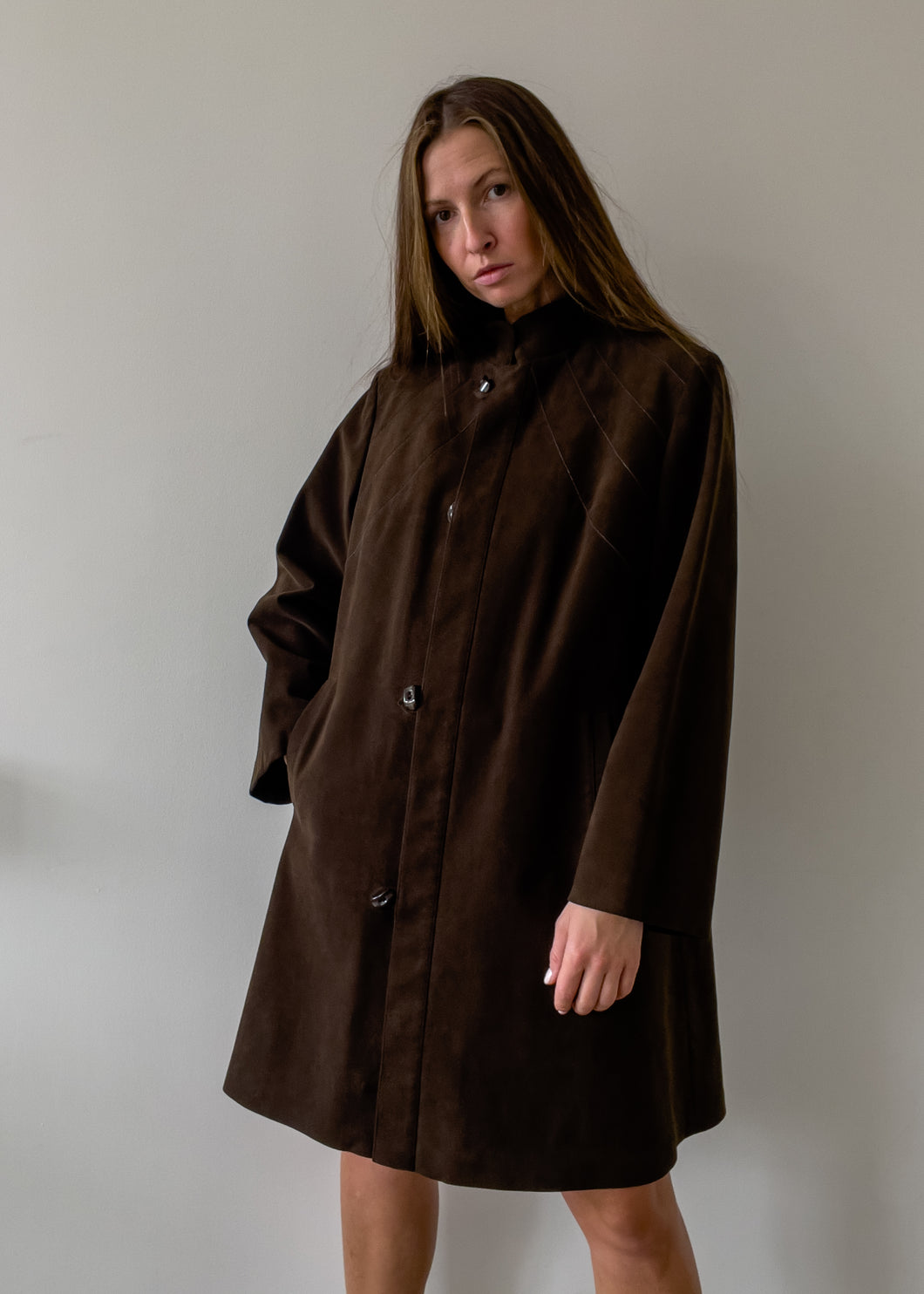 Vintage Brown Oversized Suede Coat