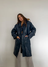 Load image into Gallery viewer, Vintage Blue Oversized Leather Coat
