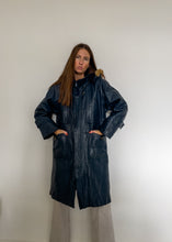Load image into Gallery viewer, Vintage Blue Oversized Leather Coat
