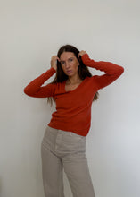 Load image into Gallery viewer, Vintage Coral Red Oversized V-Neck Sweater
