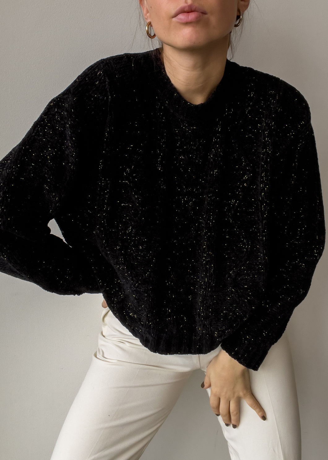 Vintage Black Shiny Sweater