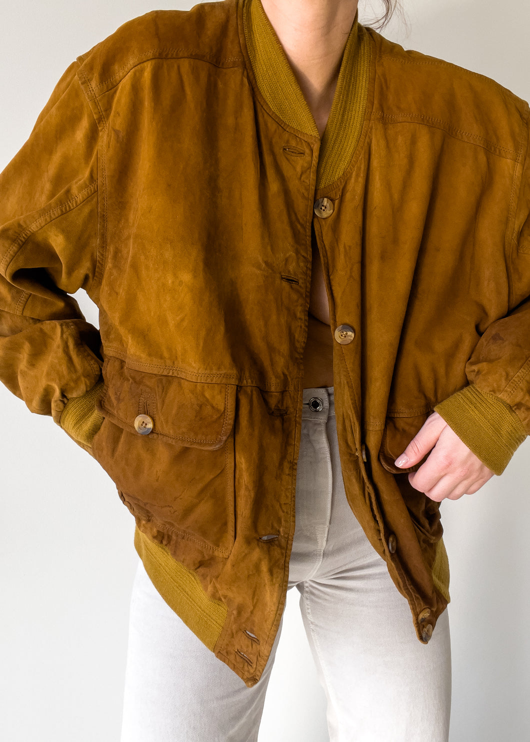 Vintage Brown Oversized Suede Jacket