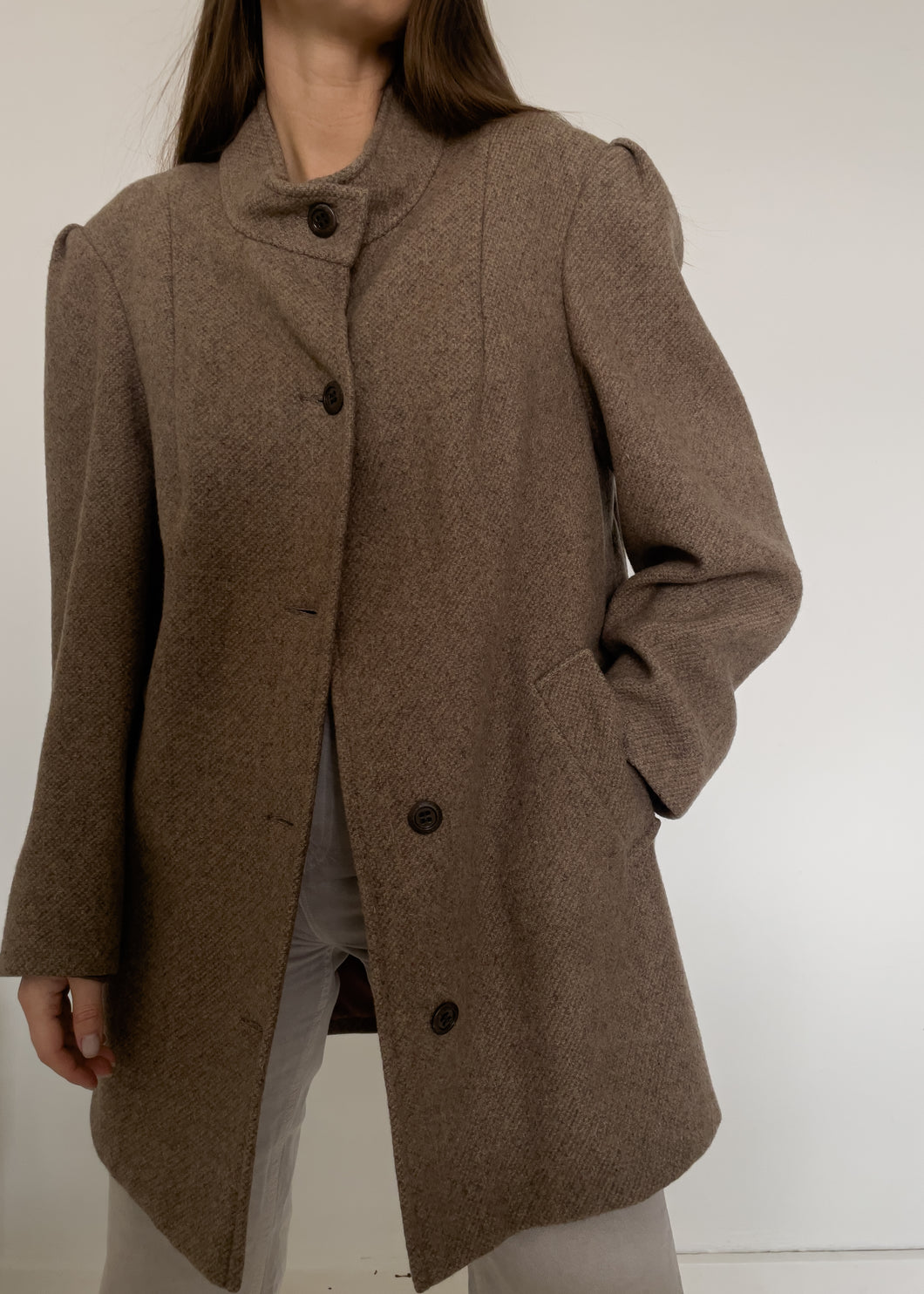 Vintage Brown Oversized Wool Coat