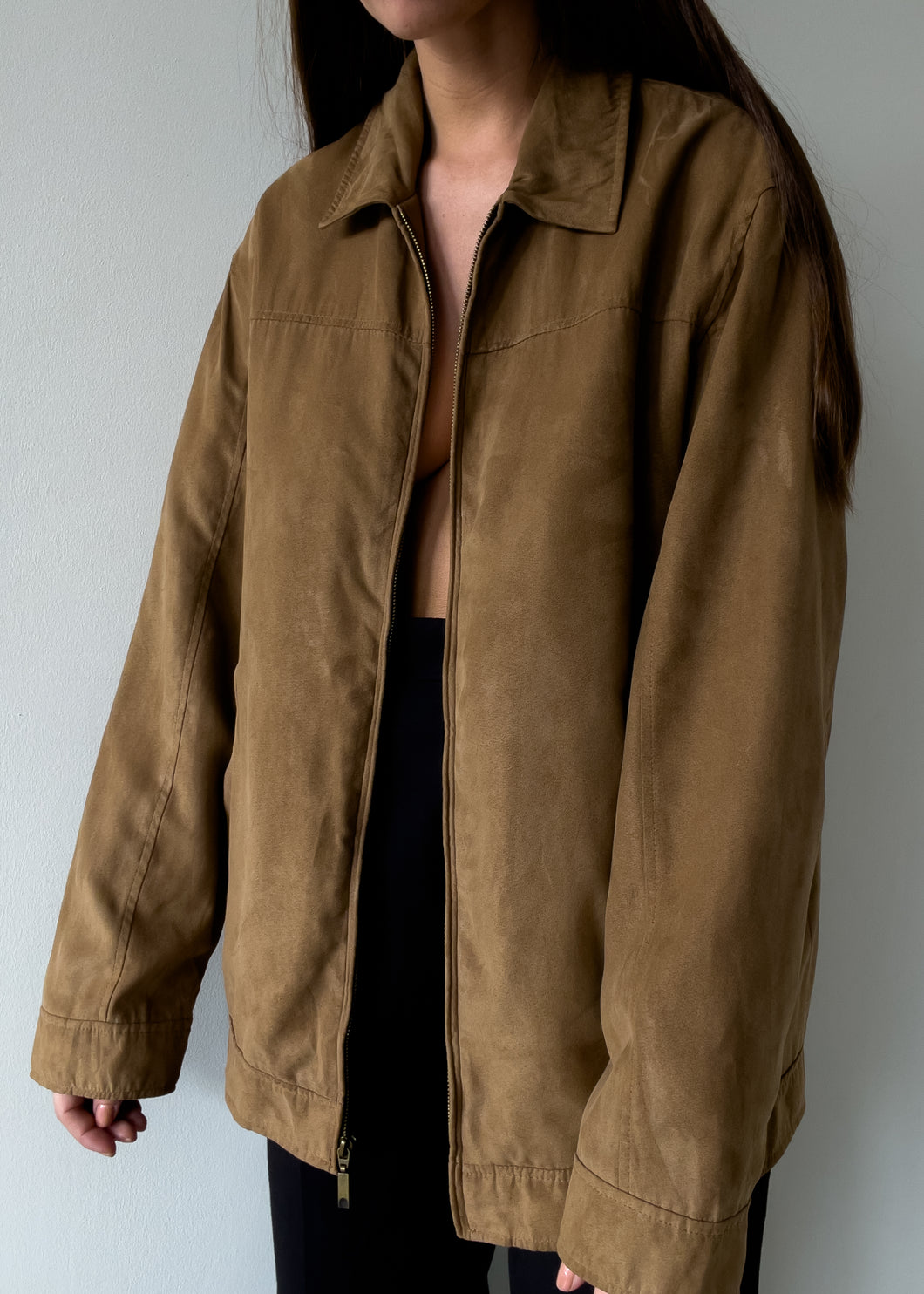 Vintage Brown Oversized Suede Jacket