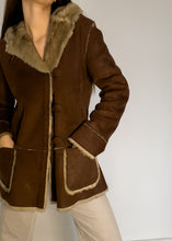 Load image into Gallery viewer, ARMANI Vintage Brown Suede Faux Fur Coat
